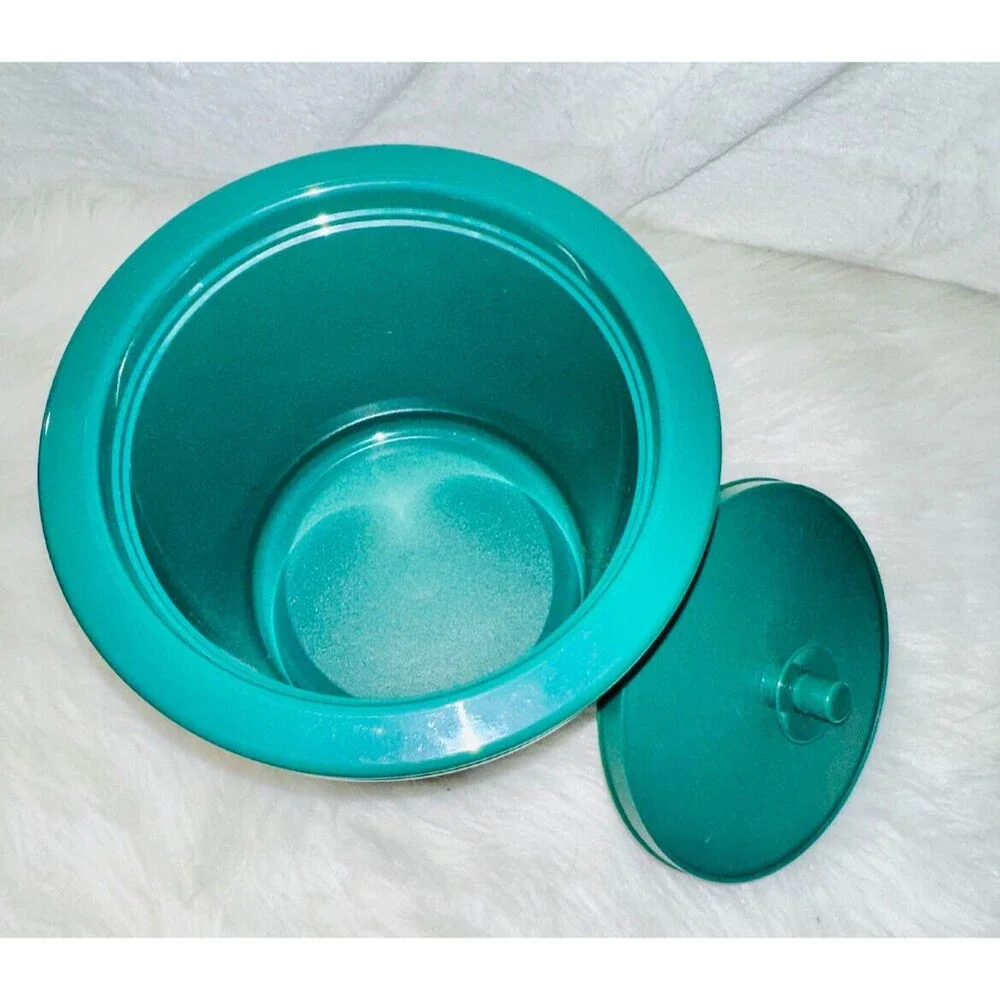 Vintage Tupperware Insulated Ice Bucket Push Button Lid #1683-3 Dark Green